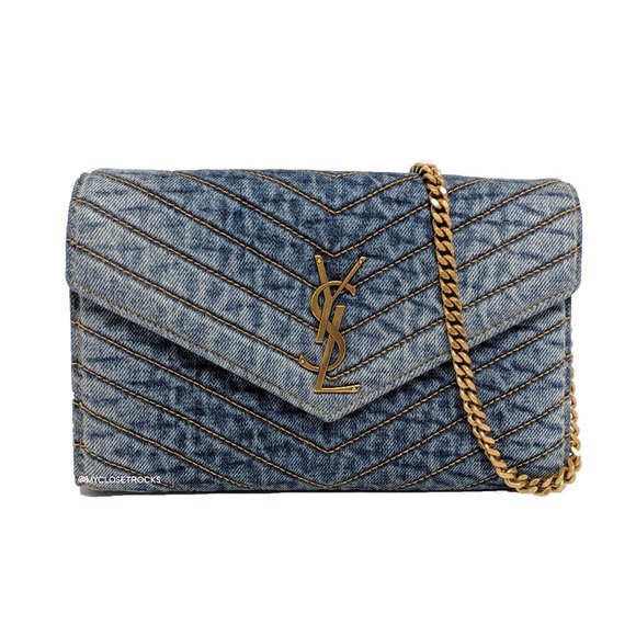 Saint Laurent Handbags - Saint Laurent Denim Large Wallet on Chain